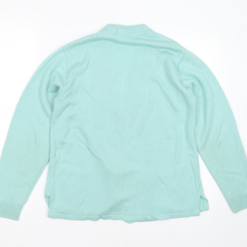 reflect knitwear Womens Green V-Neck Geometric Acrylic Cardigan Jumper Size S