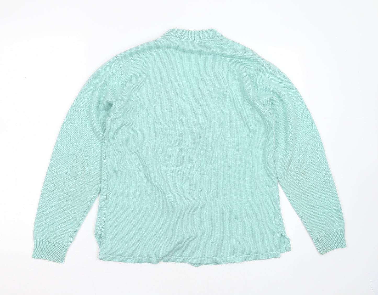 reflect knitwear Womens Green V-Neck Geometric Acrylic Cardigan Jumper Size S