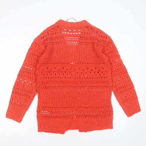 Papaya Womens Red V-Neck Striped Polyester Cardigan Jumper Size S