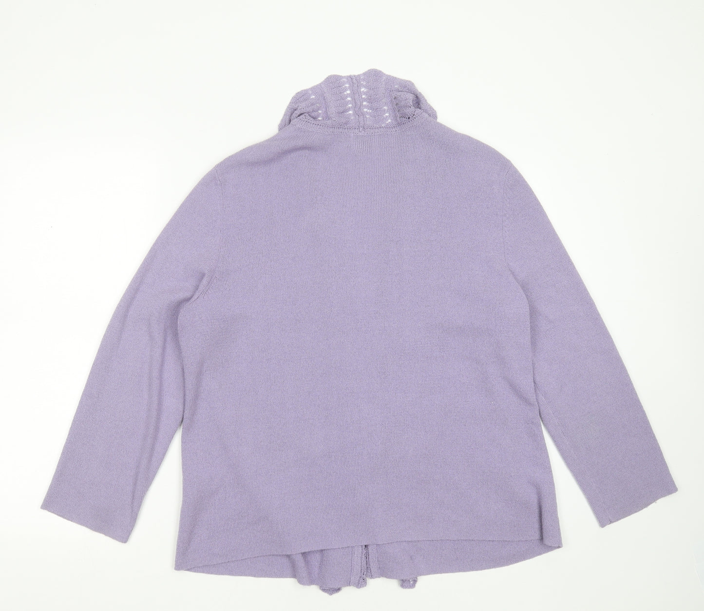 Eastex Womens Purple V-Neck  Acrylic Cardigan Jumper Size 18   - open knit detail
