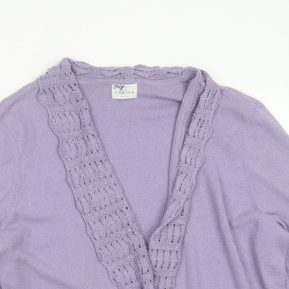 Eastex Womens Purple V-Neck  Acrylic Cardigan Jumper Size 18   - open knit detail