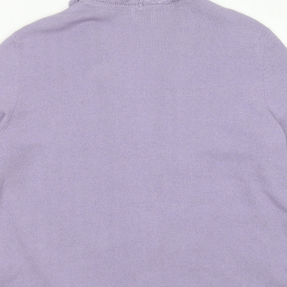 Eastex Womens Purple V-Neck  Acrylic Cardigan Jumper Size 18   - open knit detail