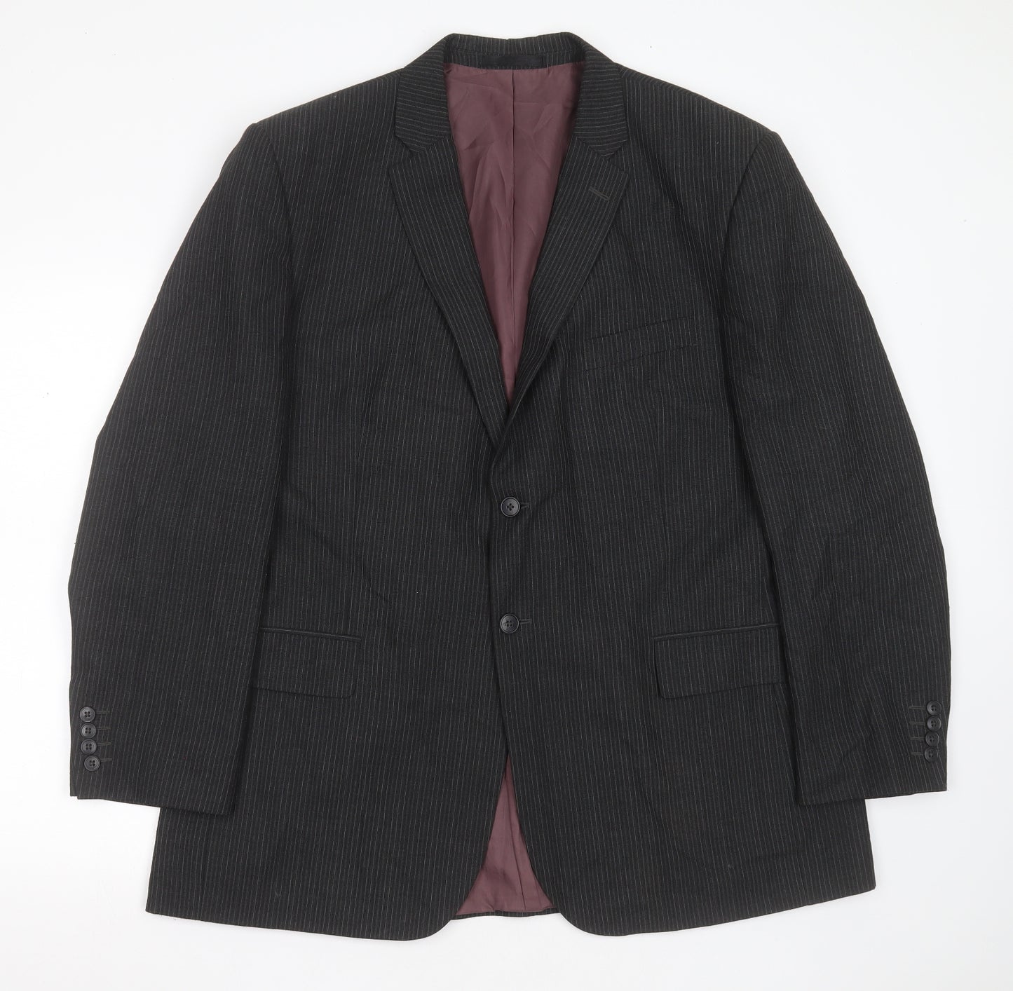 F&F Mens Grey Striped Polyester Jacket Suit Jacket Size 46