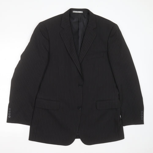Taylor & Wright Mens Black Striped Polyester Jacket Suit Jacket Size 42