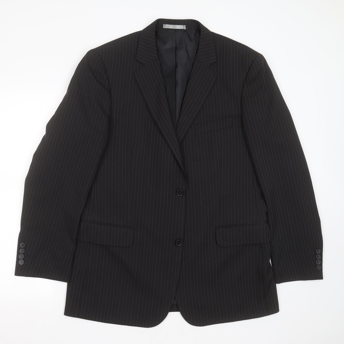 Taylor & Wright Mens Black Striped Polyester Jacket Suit Jacket Size 42