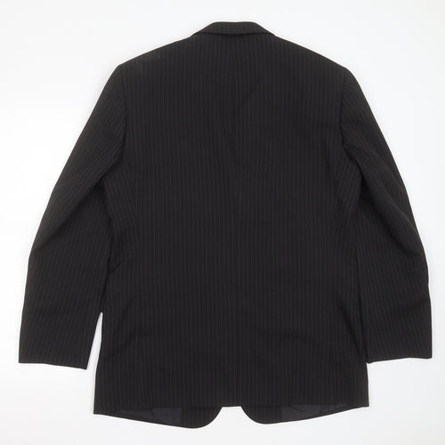 Taylor & Wright Mens Black Striped Polyester Jacket Suit Jacket Size 42