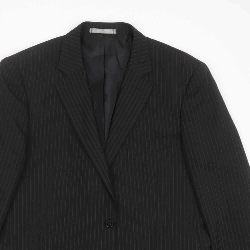 Taylor & Wright Mens Black Striped Polyester Jacket Suit Jacket Size 42