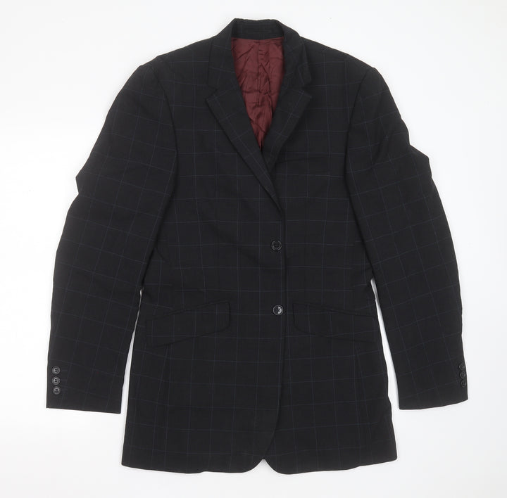 Burton Mens Grey Check Polyester Jacket Suit Jacket Size 38