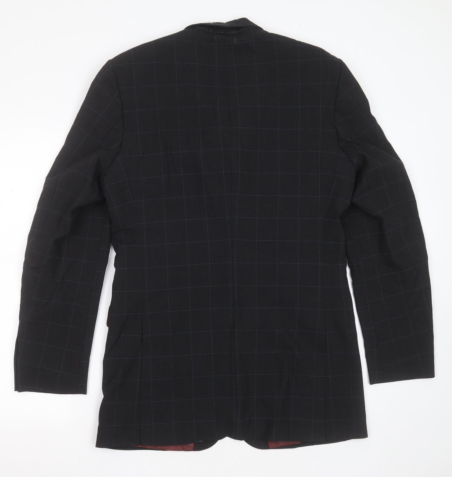 Burton Mens Grey Check Polyester Jacket Suit Jacket Size 38