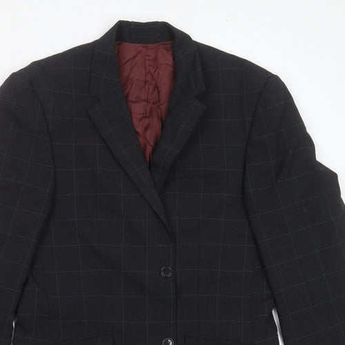Burton Mens Grey Check Polyester Jacket Suit Jacket Size 38