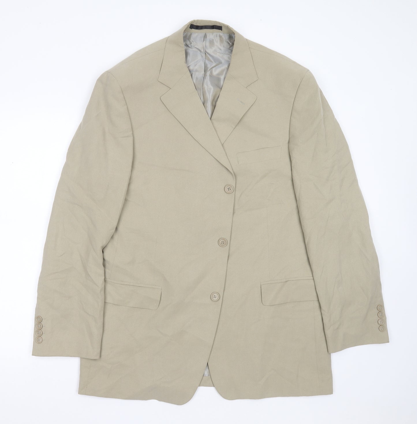 Marks and Spencer Mens Beige  Lyocell Jacket Suit Jacket Size 44