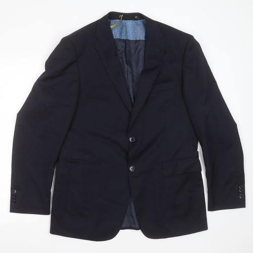 VAN KOLLEM Mens Blue  Wool Jacket Suit Jacket Size 40
