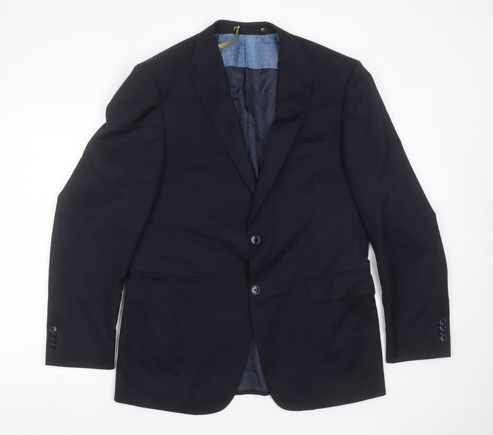 VAN KOLLEM Mens Blue  Wool Jacket Suit Jacket Size 40