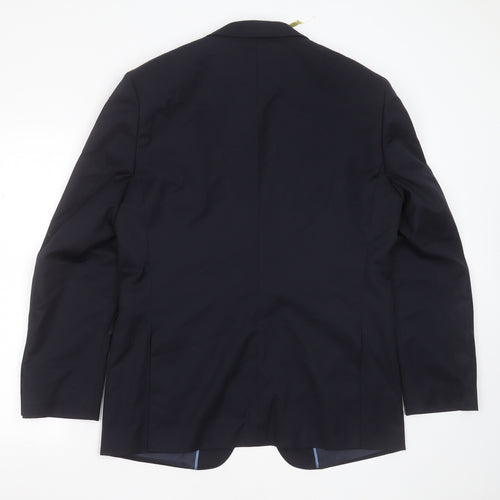 VAN KOLLEM Mens Blue  Wool Jacket Suit Jacket Size 40
