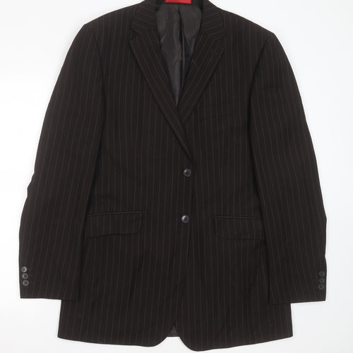 Burton Mens Brown Striped Polyester Jacket Suit Jacket Size 42