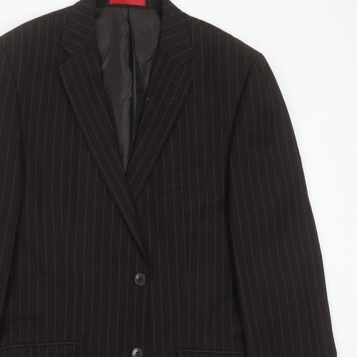 Burton Mens Brown Striped Polyester Jacket Suit Jacket Size 42