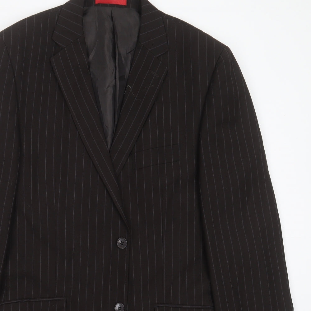 Burton Mens Brown Striped Polyester Jacket Suit Jacket Size 42