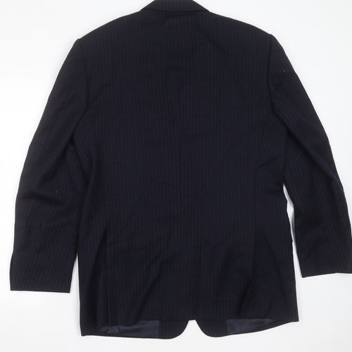 aledoa Mens Blue Striped Wool Jacket Suit Jacket Size 38