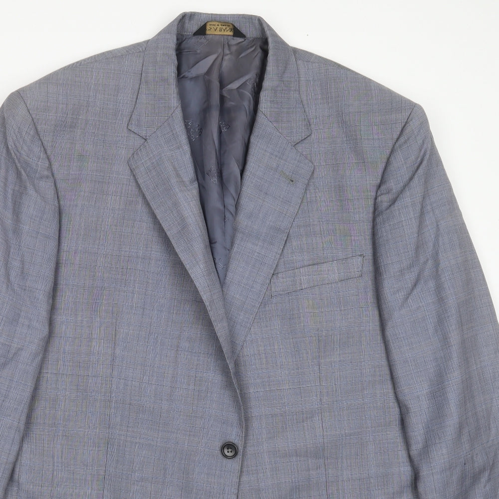 Jos. A. Bank Mens Blue Check Wool Jacket Suit Jacket Size 46