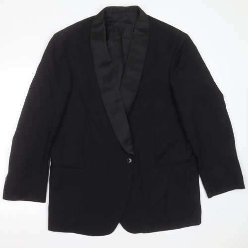 Preworn Mens Black  Polyester Jacket Suit Jacket Size 46