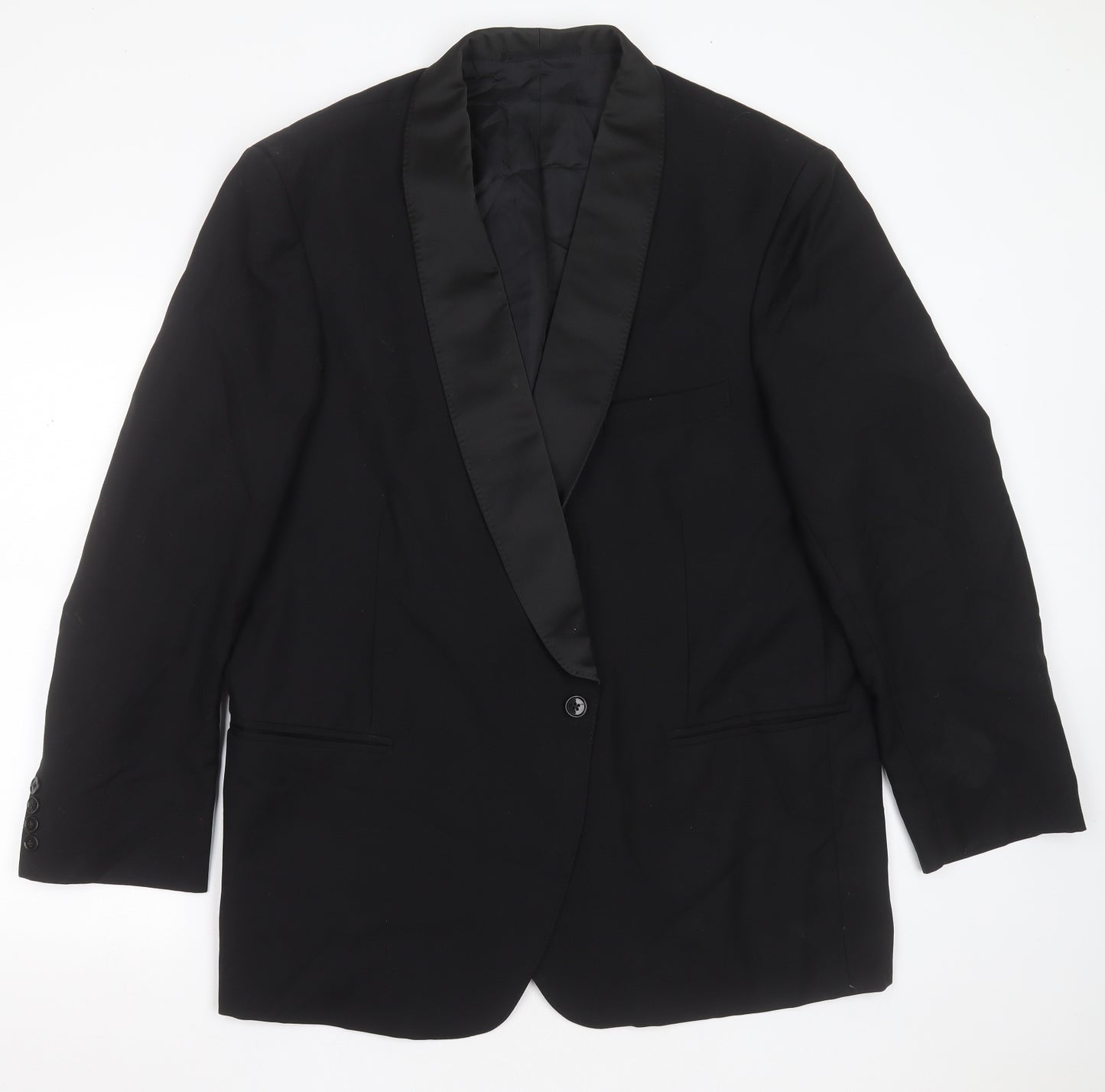 Preworn Mens Black  Polyester Jacket Suit Jacket Size 46