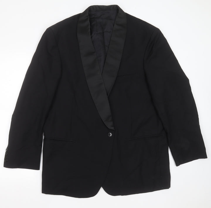Preworn Mens Black  Polyester Jacket Suit Jacket Size 46