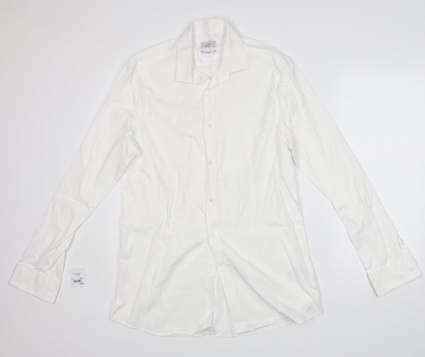 NEXT Mens White  Cotton  Dress Shirt Size 16 Collared Button