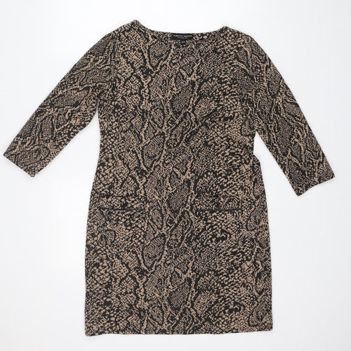 Dorothy Perkins Womens Multicoloured Animal Print Polyester A-Line  Size 12  Boat Neck