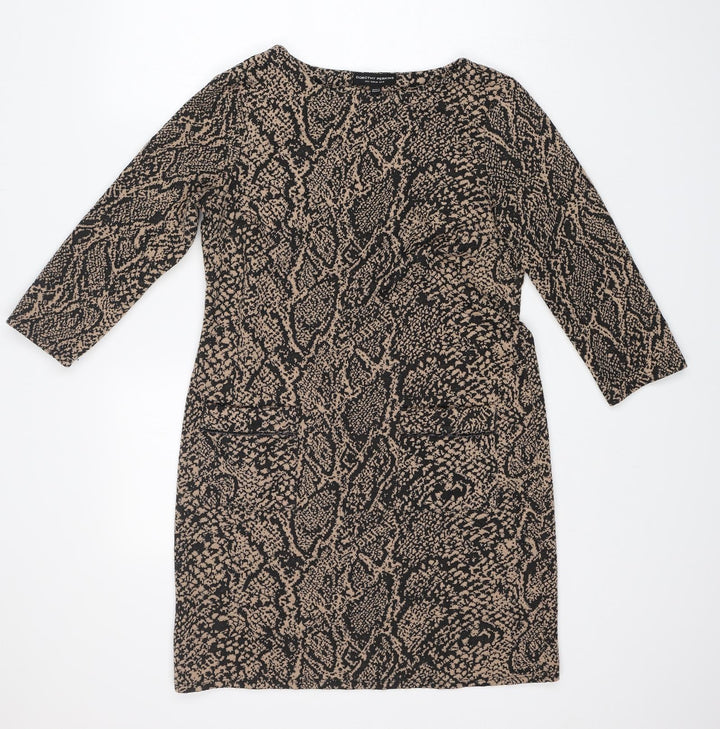 Dorothy Perkins Womens Multicoloured Animal Print Polyester A-Line Size 12 Boat Neck