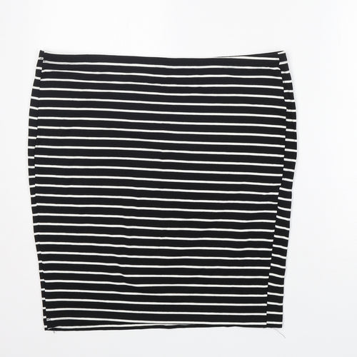 Preworn Womens Black Striped Cotton Straight & Pencil Skirt Size XL