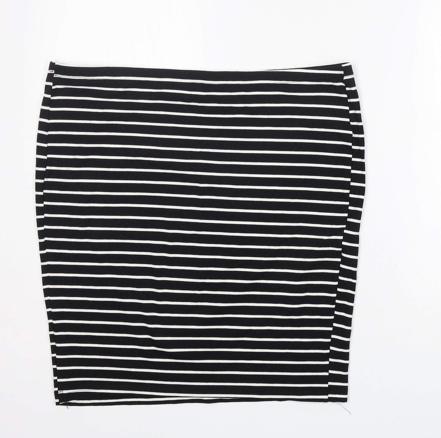 Preworn Womens Black Striped Cotton Straight & Pencil Skirt Size XL