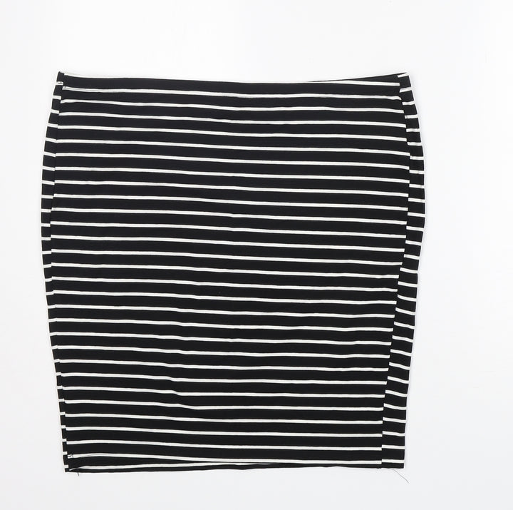 Preworn Womens Black Striped Cotton Straight & Pencil Skirt Size XL