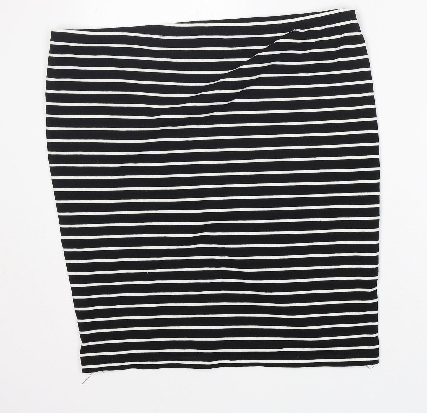 Preworn Womens Black Striped Cotton Straight & Pencil Skirt Size XL