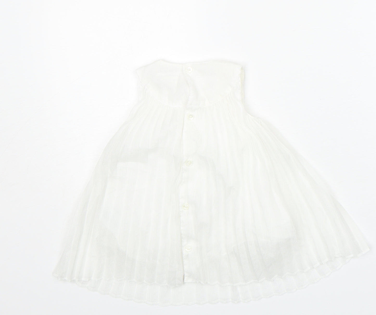 mamas and papaas Baby White  100% Polyester Shirt Dress  Size 3-6 Months  Cowl Neck Buckle