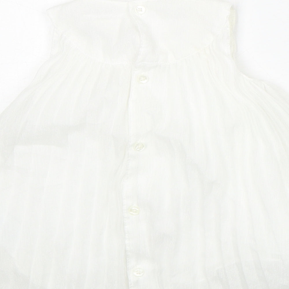 mamas and papaas Baby White  100% Polyester Shirt Dress  Size 3-6 Months  Cowl Neck Buckle