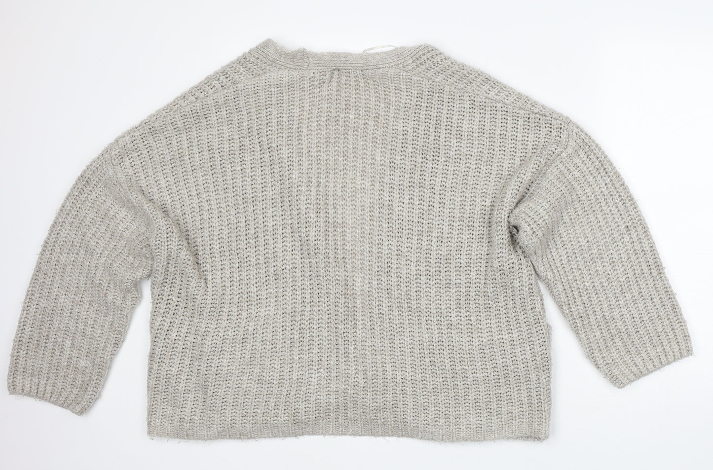 George Womens Grey V-Neck  Acrylic Cardigan Jumper Size 2XL