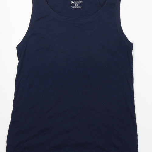 TU Mens Blue  100% Cotton Basic Tank Size 20 Round Neck