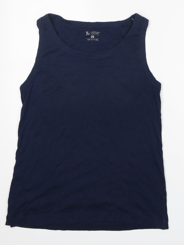 TU Mens Blue 100% Cotton Basic Tank Size 20 Round Neck