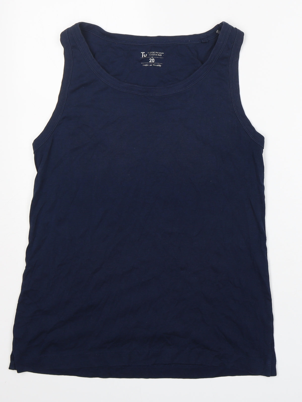 TU Mens Blue  100% Cotton Basic Tank Size 20 Round Neck