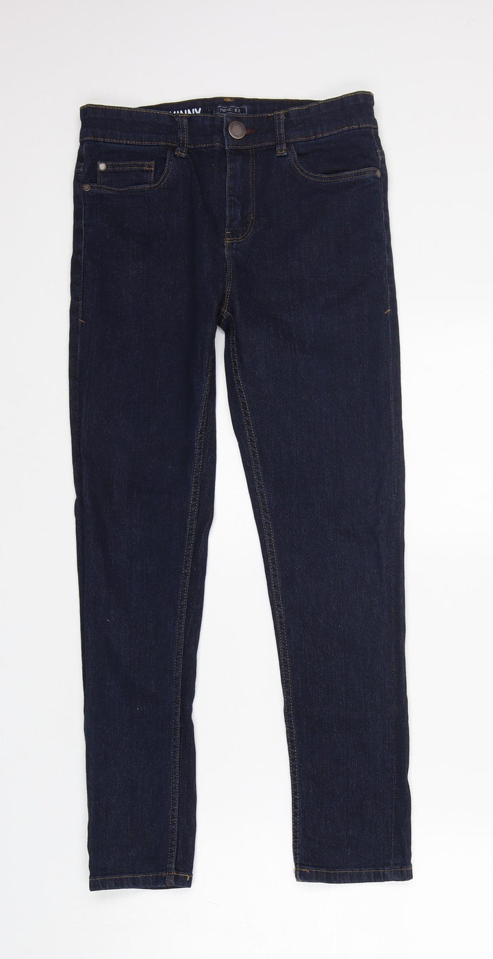 NEXT Girls Blue Cotton Skinny Jeans Size 12 Years Slim Zip