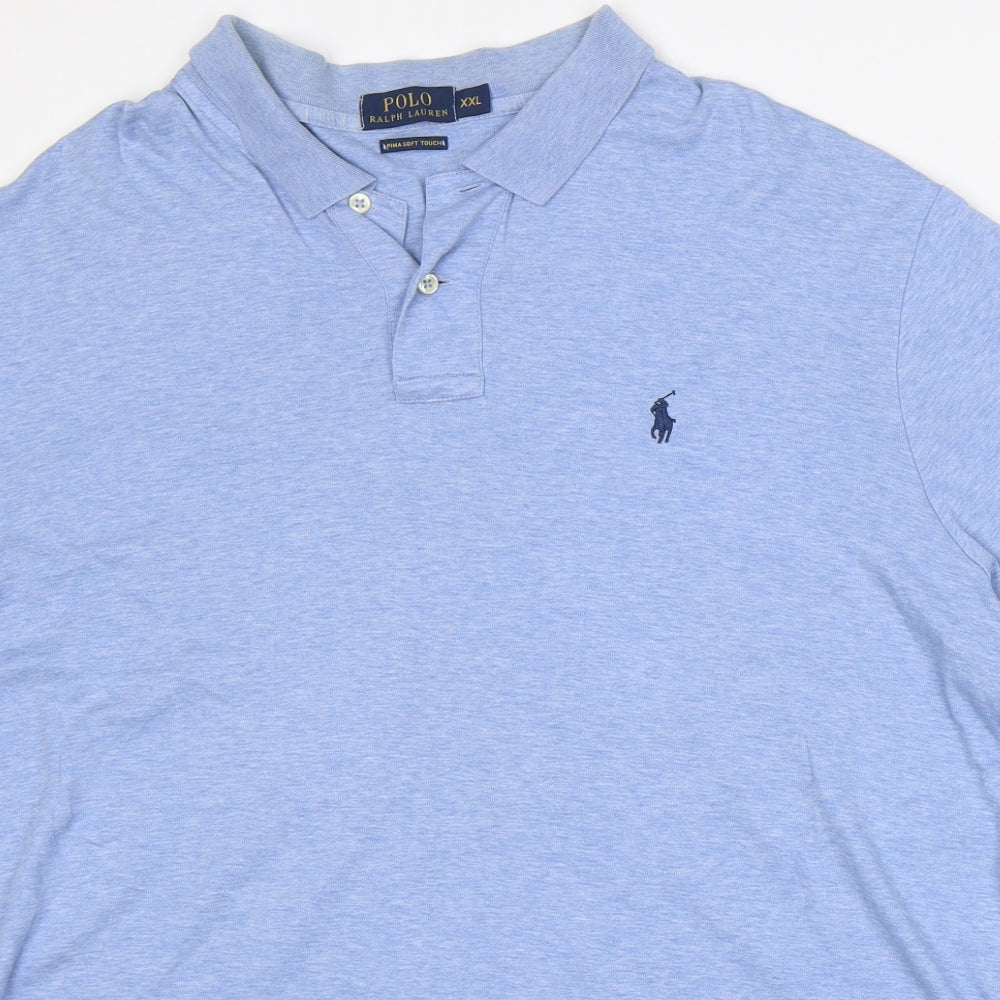 Ralph Lauren Mens Blue  Cotton  Polo Size 2XL Collared Button - very soft