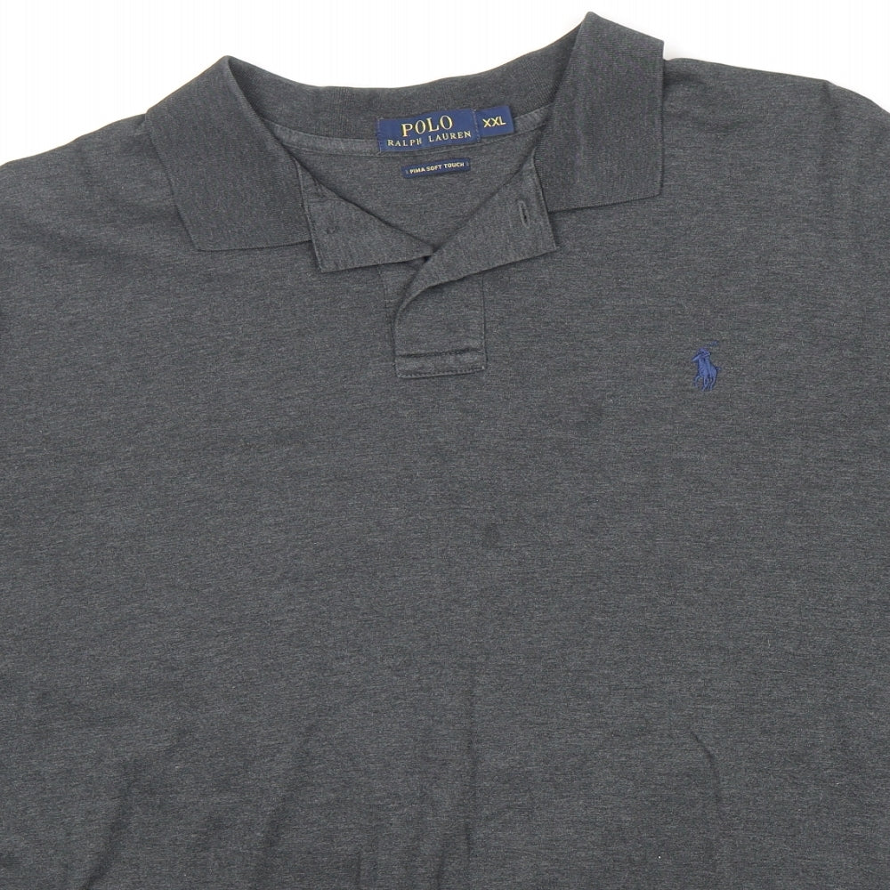 Ralph Lauren Mens Grey  100% Cotton  Polo Size 2XL Collared Button - very soft