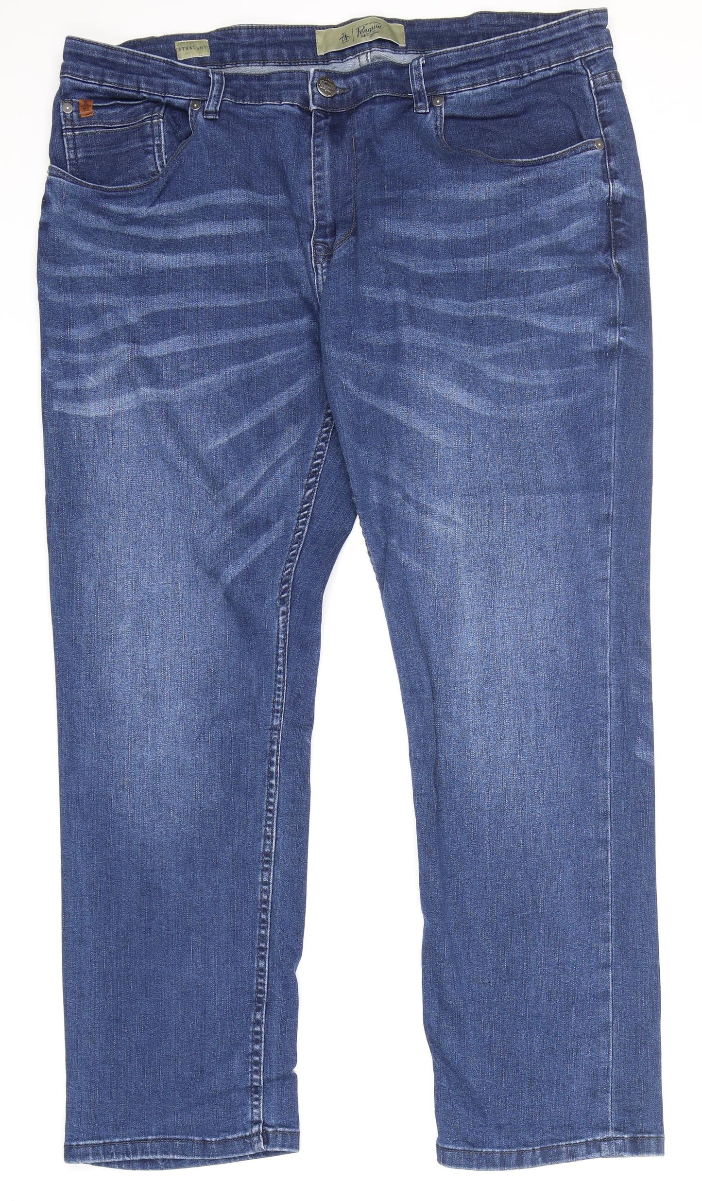 Penguin Womens Blue  Cotton Straight Jeans Size 40 in L29 in Regular Zip