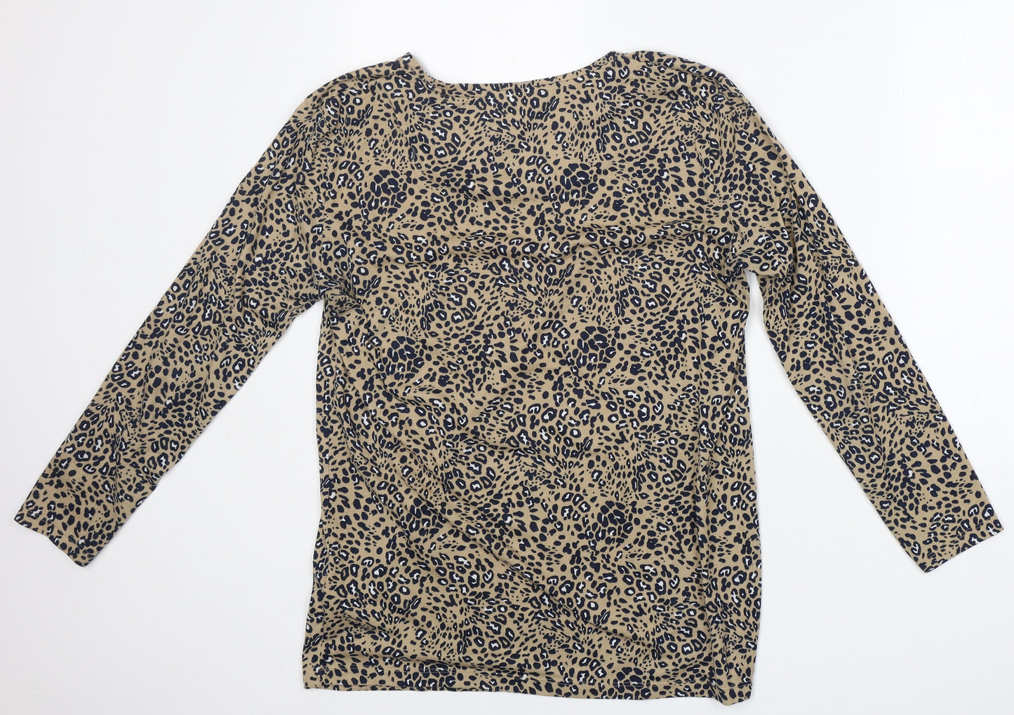 M&S Womens Multicoloured Animal Print Polyester Basic T-Shirt Size 12 Round Neck