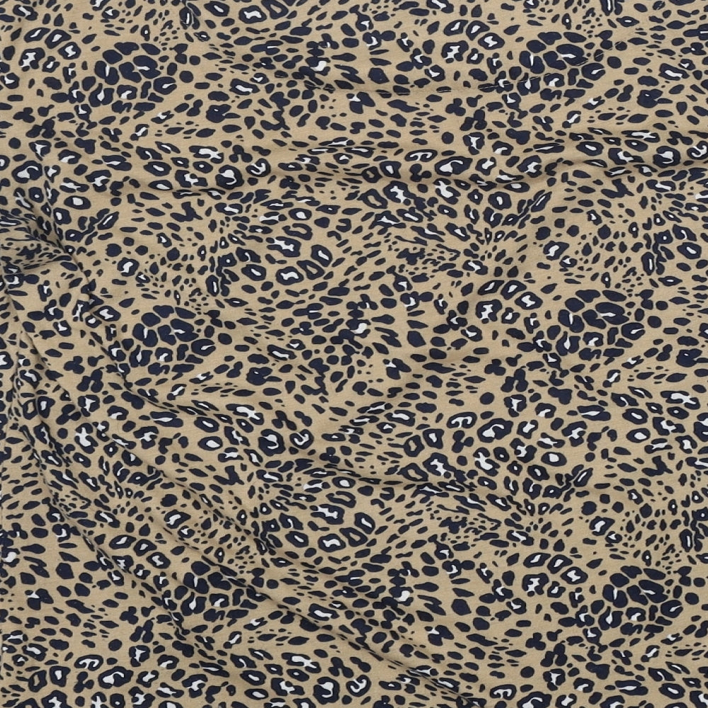 M&S Womens Multicoloured Animal Print Polyester Basic T-Shirt Size 12 Round Neck