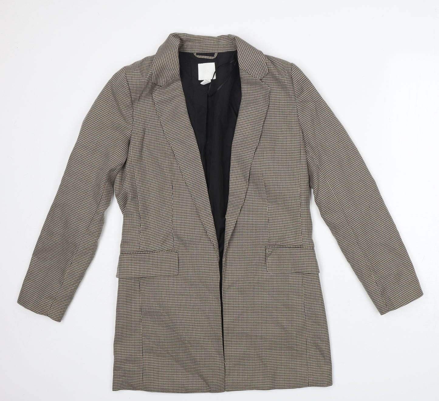 H&M Womens Brown Houndstooth  Jacket Coat Size 38   - Fake pockets
