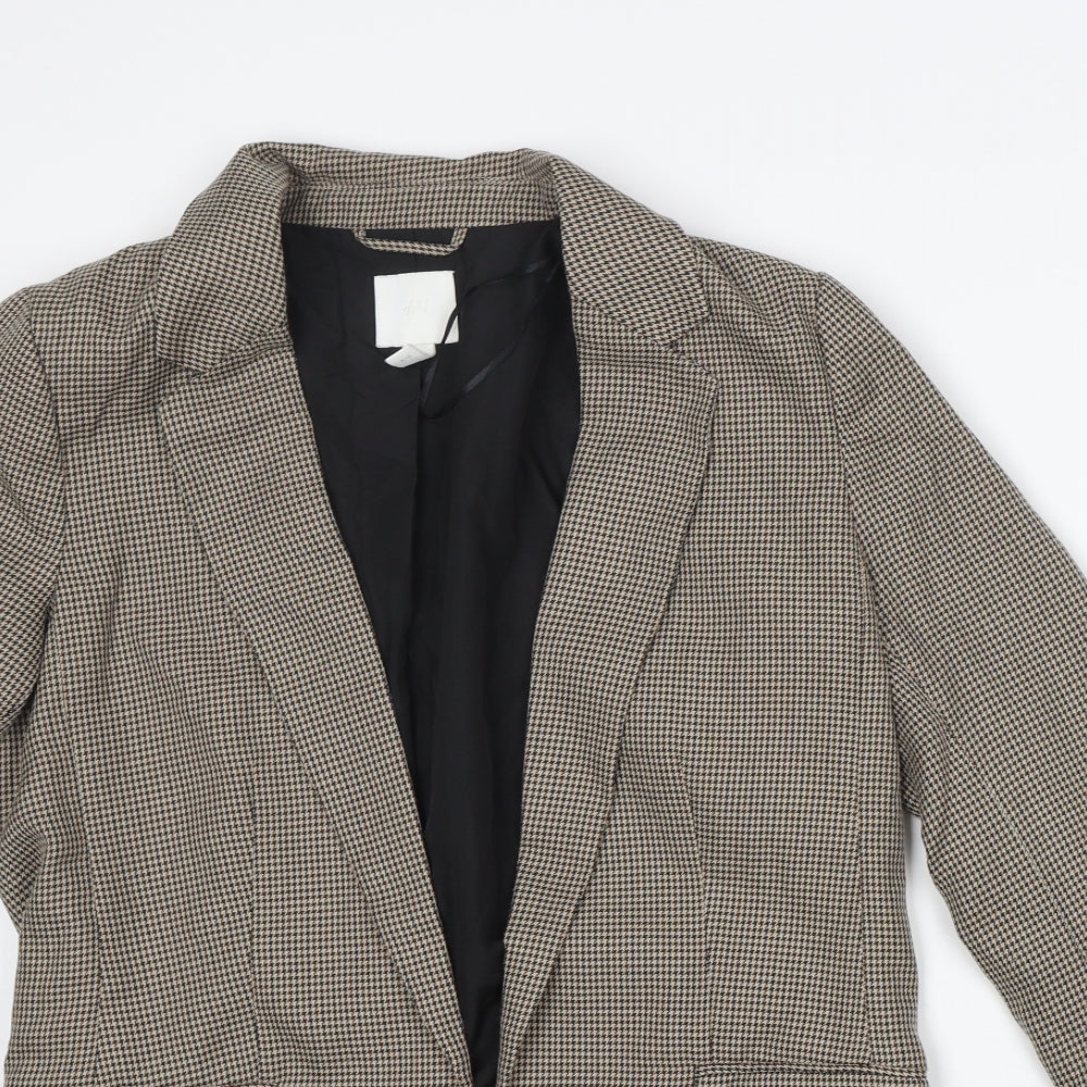 H&M Womens Brown Houndstooth  Jacket Coat Size 38   - Fake pockets