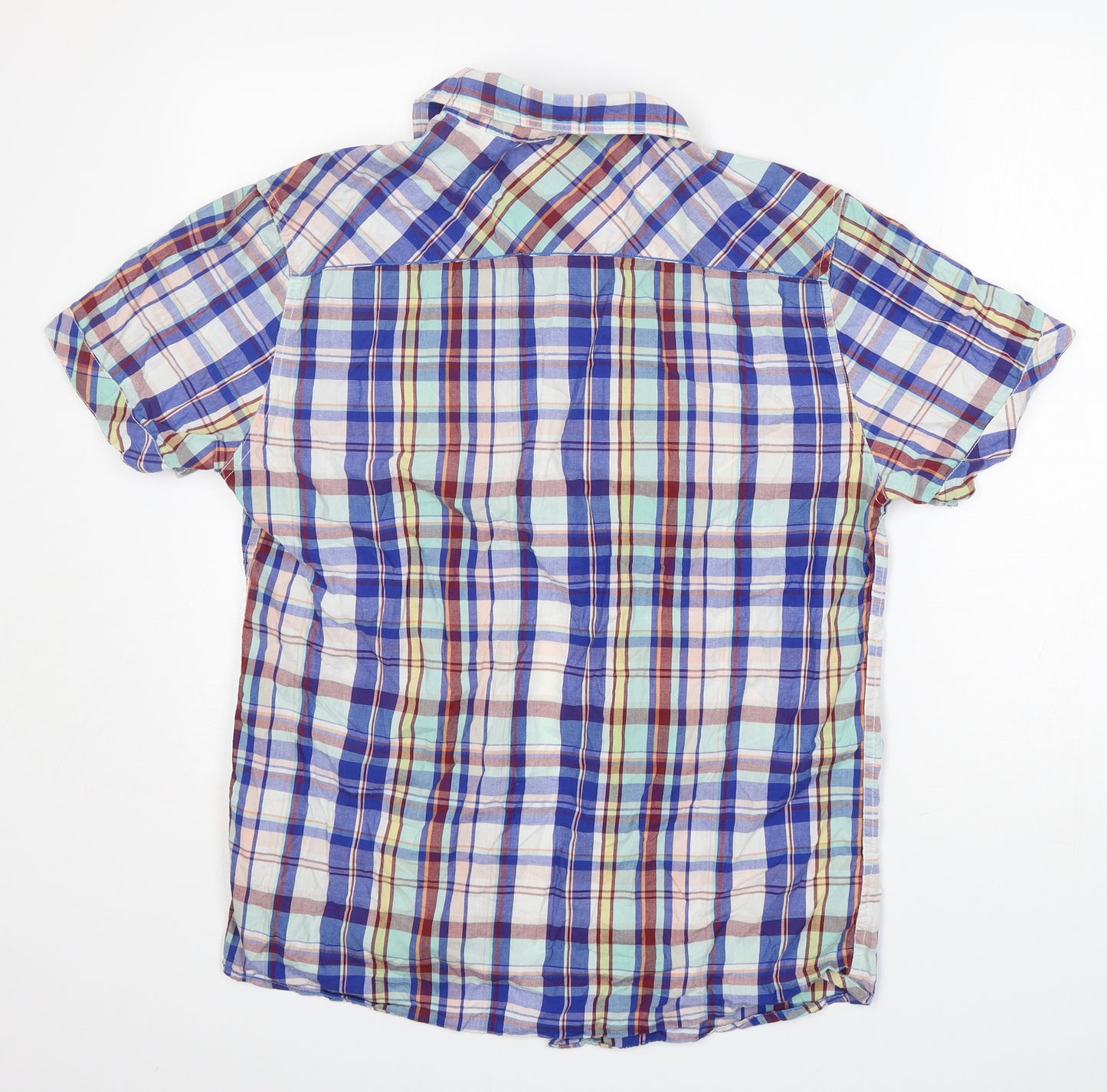 Easy Mens Multicoloured Check Cotton  Button-Up Size M Collared Button - Soft