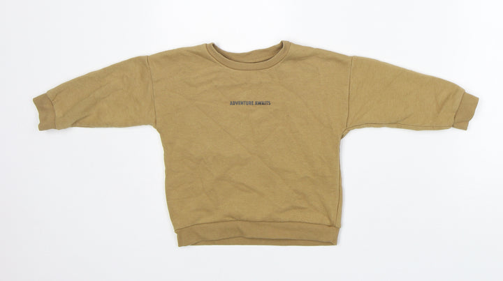 Preworn Boys Brown  Polyester Pullover Hoodie Size 2-3 Years   - Soft
