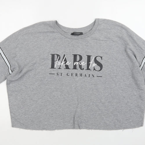 Primark Womens Grey  Cotton Pullover Sweatshirt Size L   - Paris